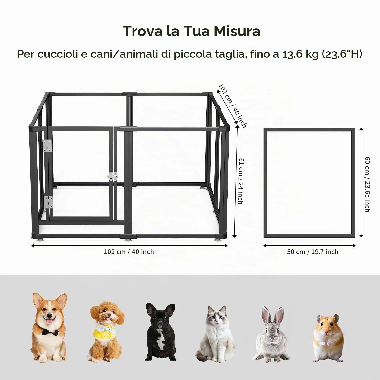 Homelio Recinto per Cani da Interno 8 Pannelli, Box per cani H:60cm, Materiale Acrilico Visibilità ad alta definizione a 360°, Telaio in metallo ultraresistente, Espandibile, Per Cuccioli, Gatti,Nero - immagine 3