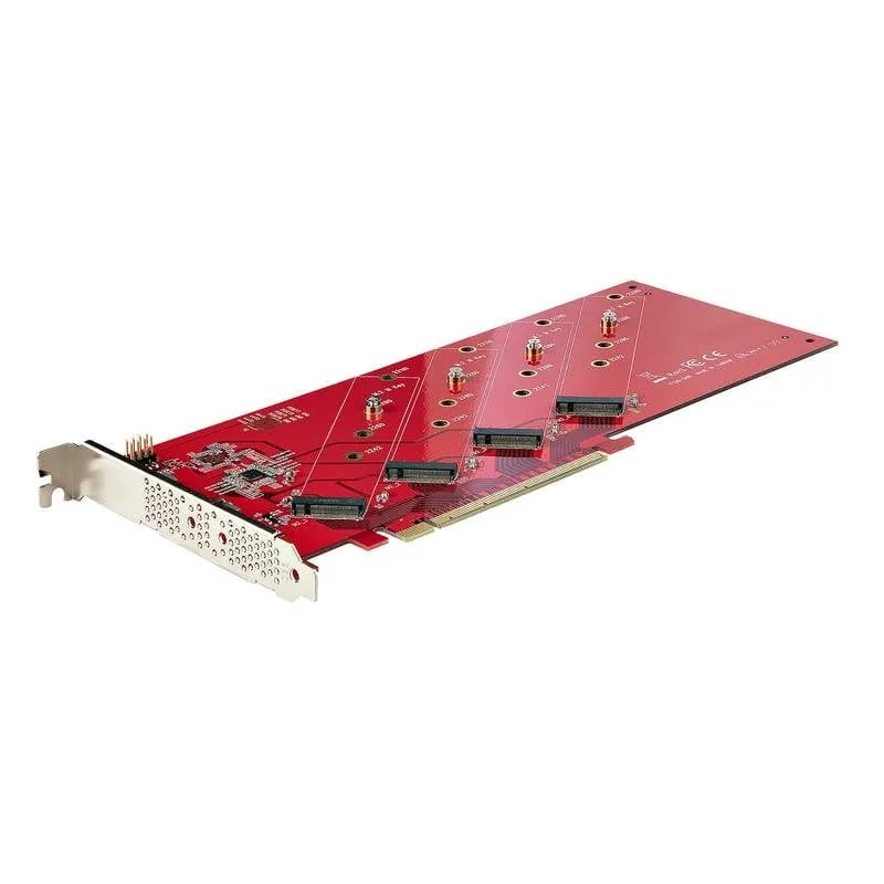 Scheda Interfaccia Startech QUAD-M2-PCIE-CARD-B PCIe 4.0 7,8 Gbit/s Rosso ventilata - immagine 1