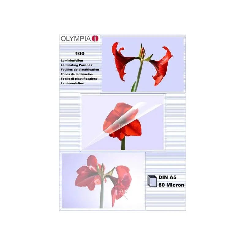 Plastificatori Olympia A5 80 micron Trasparenti 100 pezzi - immagine 1