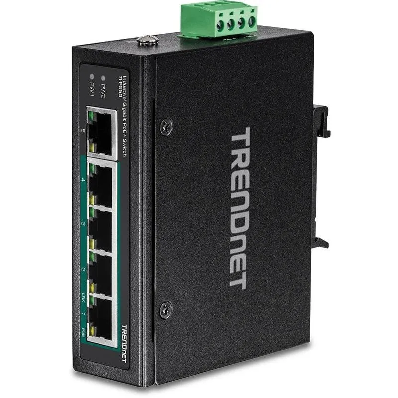 Switch Industriale TRENDnet TI-PG50 5 Porte Gigabit PoE+ DIN-Rail - immagine 1