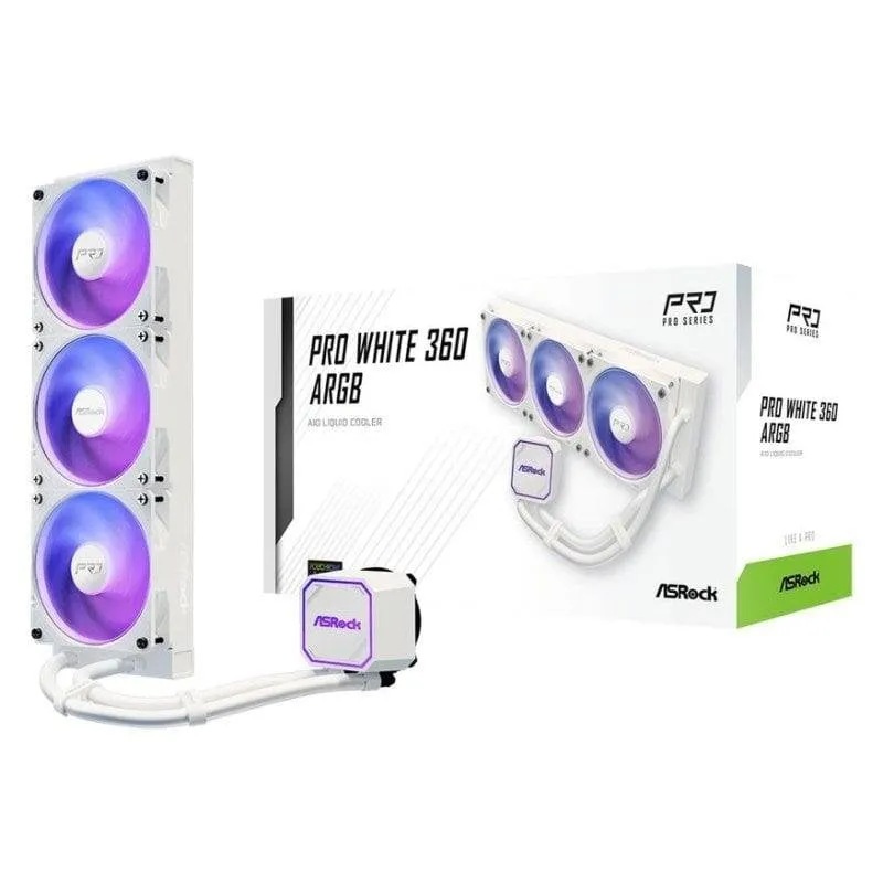Refrigeración Líquida AsRock Pro White 360 ARGB 360mm 3 Ventilatori Bianco - immagine 1