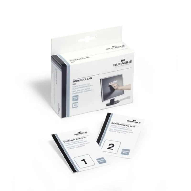 Kit di pulizia Durable Screenclean Duo 10 salviette per schermi - immagine 1