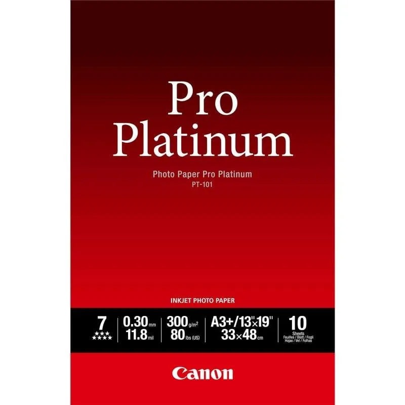 Carta Fotografica Canon Pro Platinum A3+ 10 fogli 300 g - immagine 1