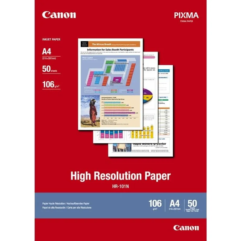 Carta per stampanti a getto d'inchiostro Canon HR-101 A4 110 g/m² 50 fogli - immagine 1