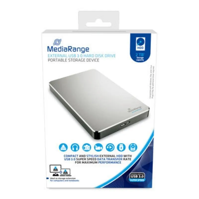 Disco Rigido MediaRange MR997 2TB 2.5" USB 3.2 Gen 1 5400rpm Argento - immagine 1