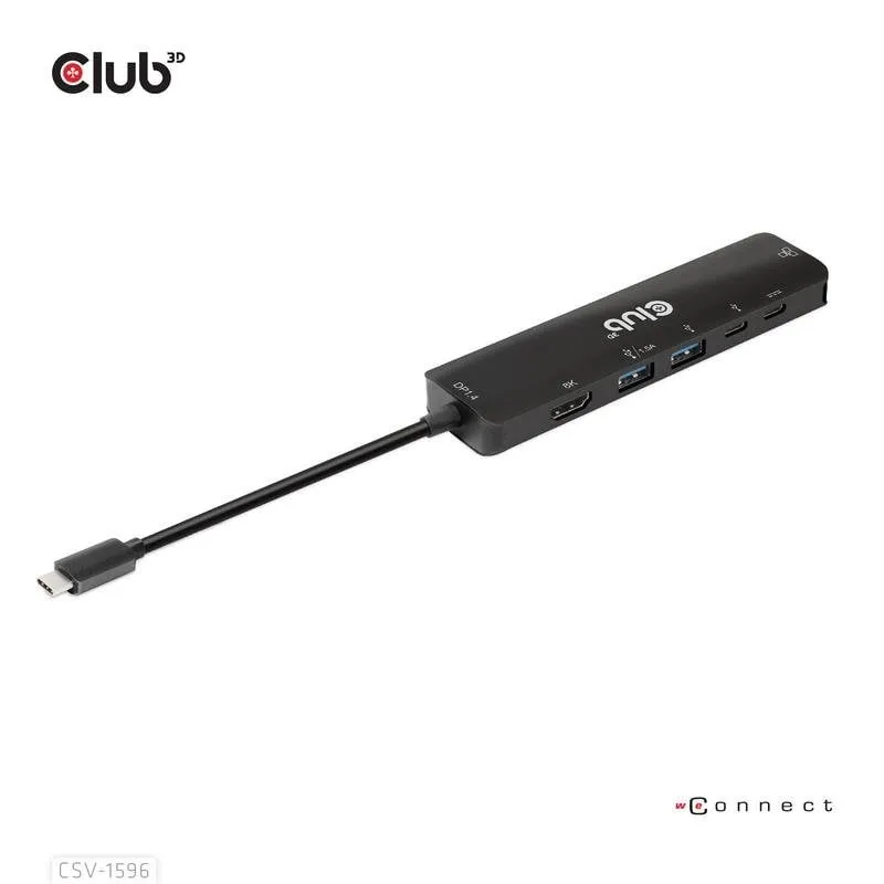 Base per portatile Club 3D CSV-1596 USB-C 100W 8K Ultra HD Nero - immagine 1