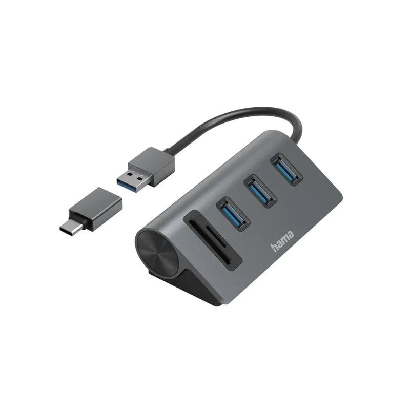 Hub USB Hama 00200140 con Lettore di Carte 3 Porte USB 3.2 - immagine 1