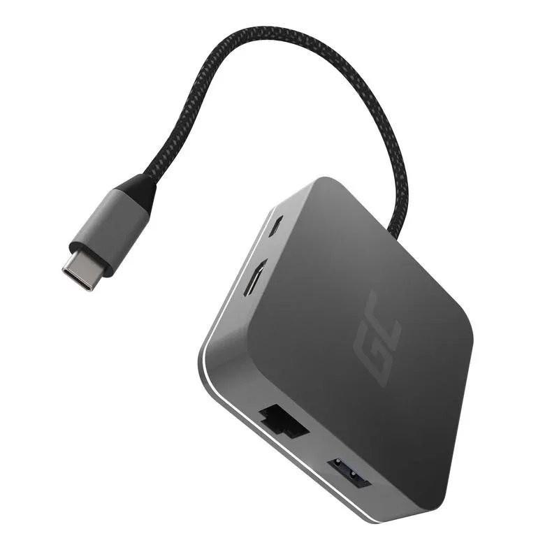 Base per portatile Green Cell AK61 USB-C 87W HDMI RJ-45 Alluminio Argento - immagine 1