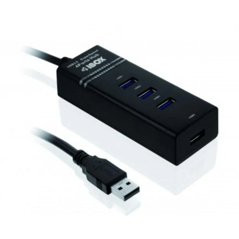 Hub iBOX 4 porte 5000 Mbit/s USB 3.2 Gen 1 IUH3FB con cavo 0,5 m Nero - immagine 1