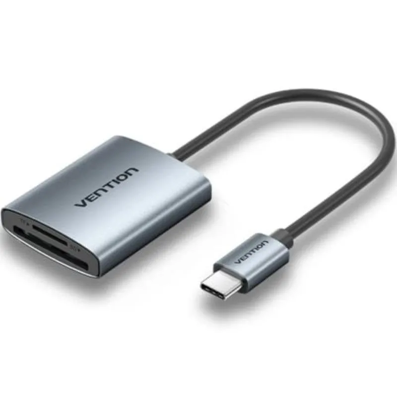 Lettore di schede USB-C 3.0 2 in 1 Vention SD/TF Alluminio Grigio - immagine 1