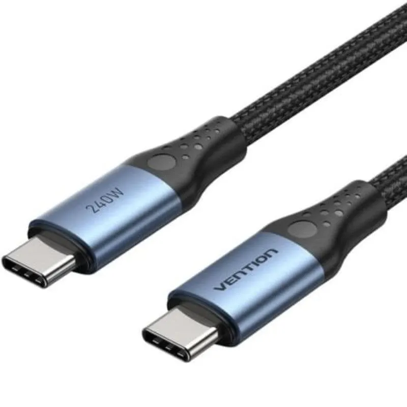 Cavo USB-C Vention TREBD 5A 240W 0.5m Nero Alluminio Blu - immagine 1