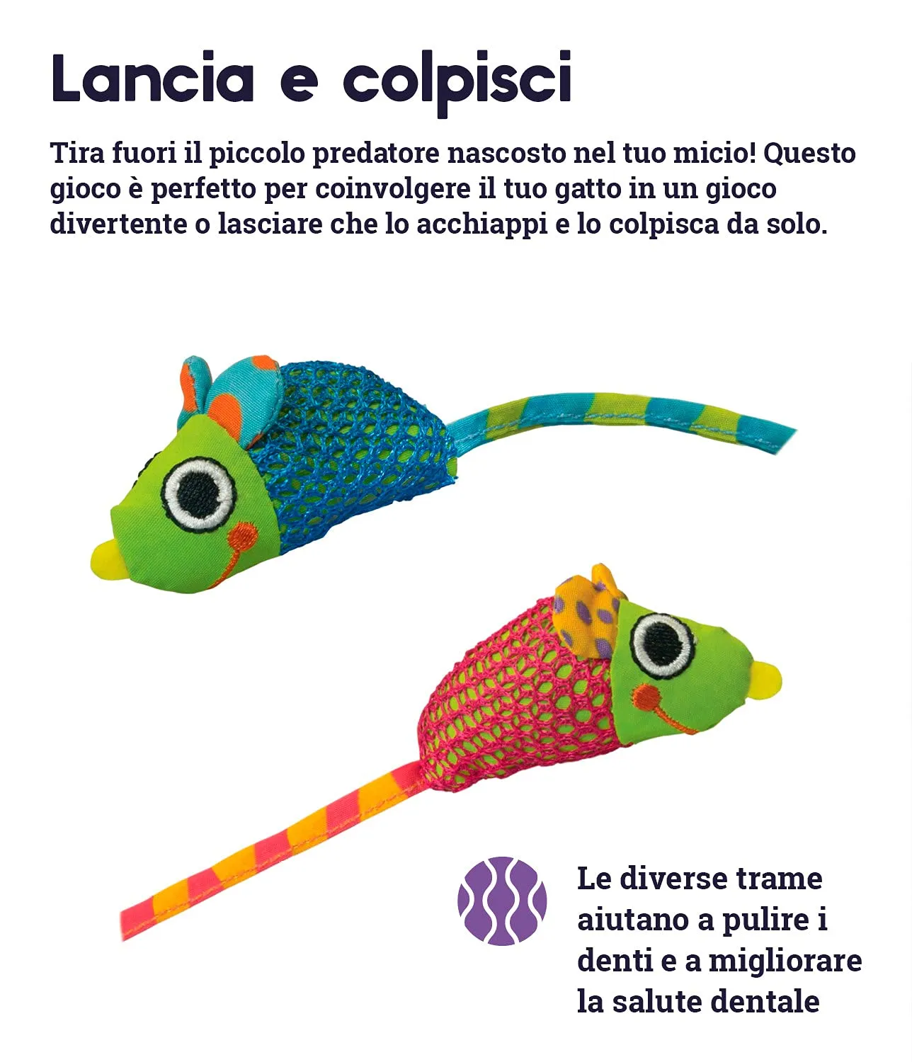 Petstages Catnip Chew Mice - gioco per gatti di tutte le taglie da masticare - con erba gatta - salute dentale - confezione da 2 - immagine 4