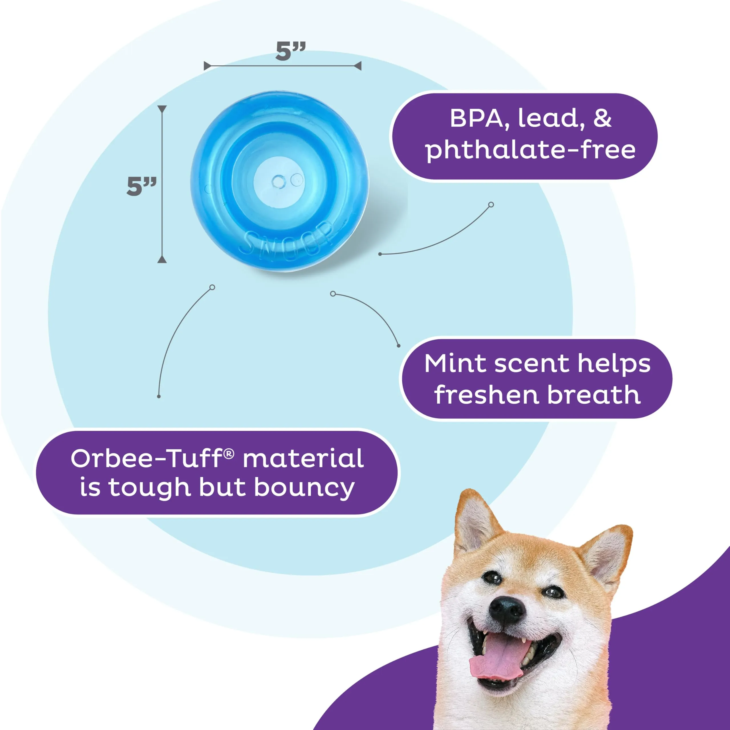 Planet Dog Orbee-Tuff Snoop - Gioco interattivo per cani - erogatore di ricompensa - blu - grande - immagine 3
