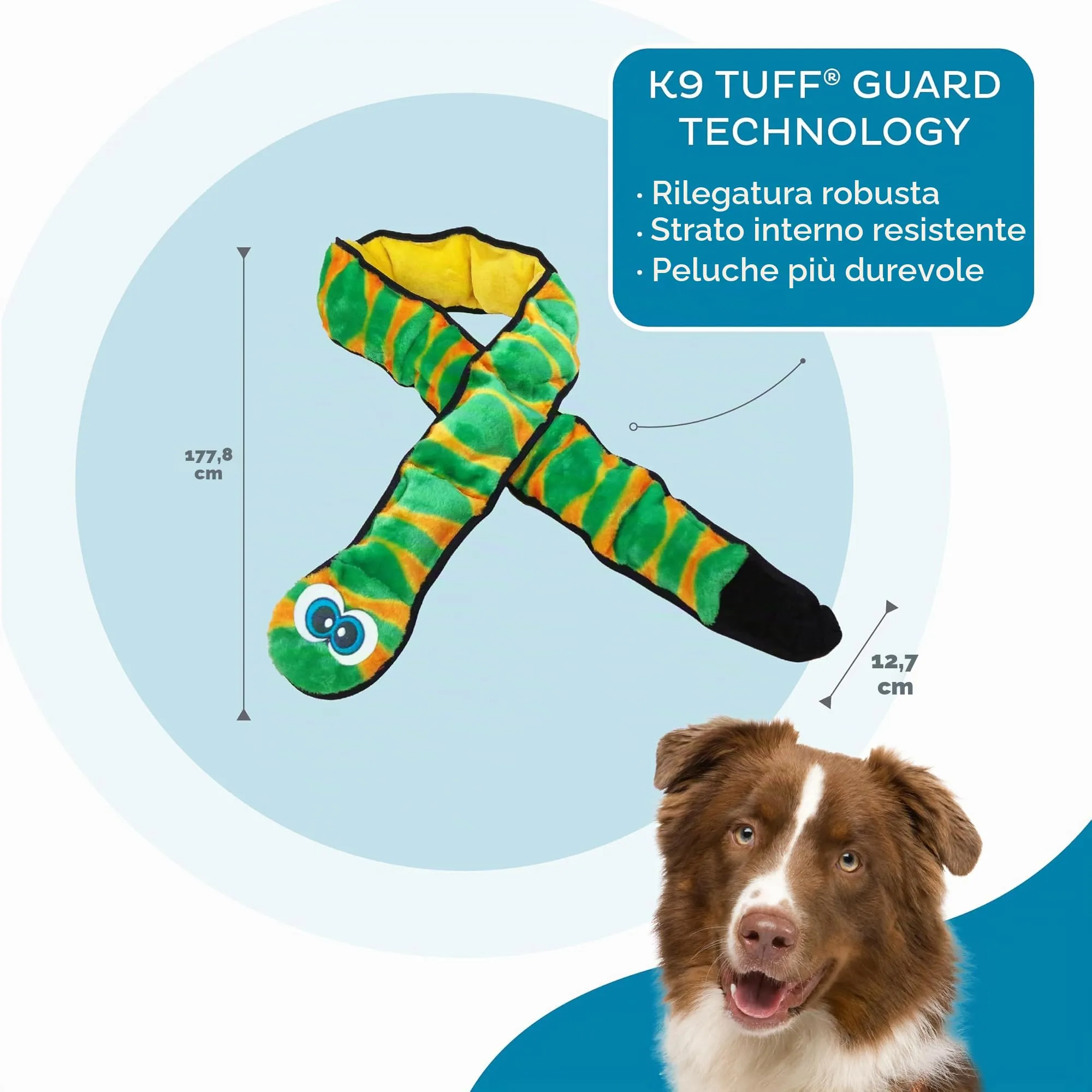 Outward Hound Invincibles - gioco felpato a forma di serpente - per cani - verde - XXL - immagine 3