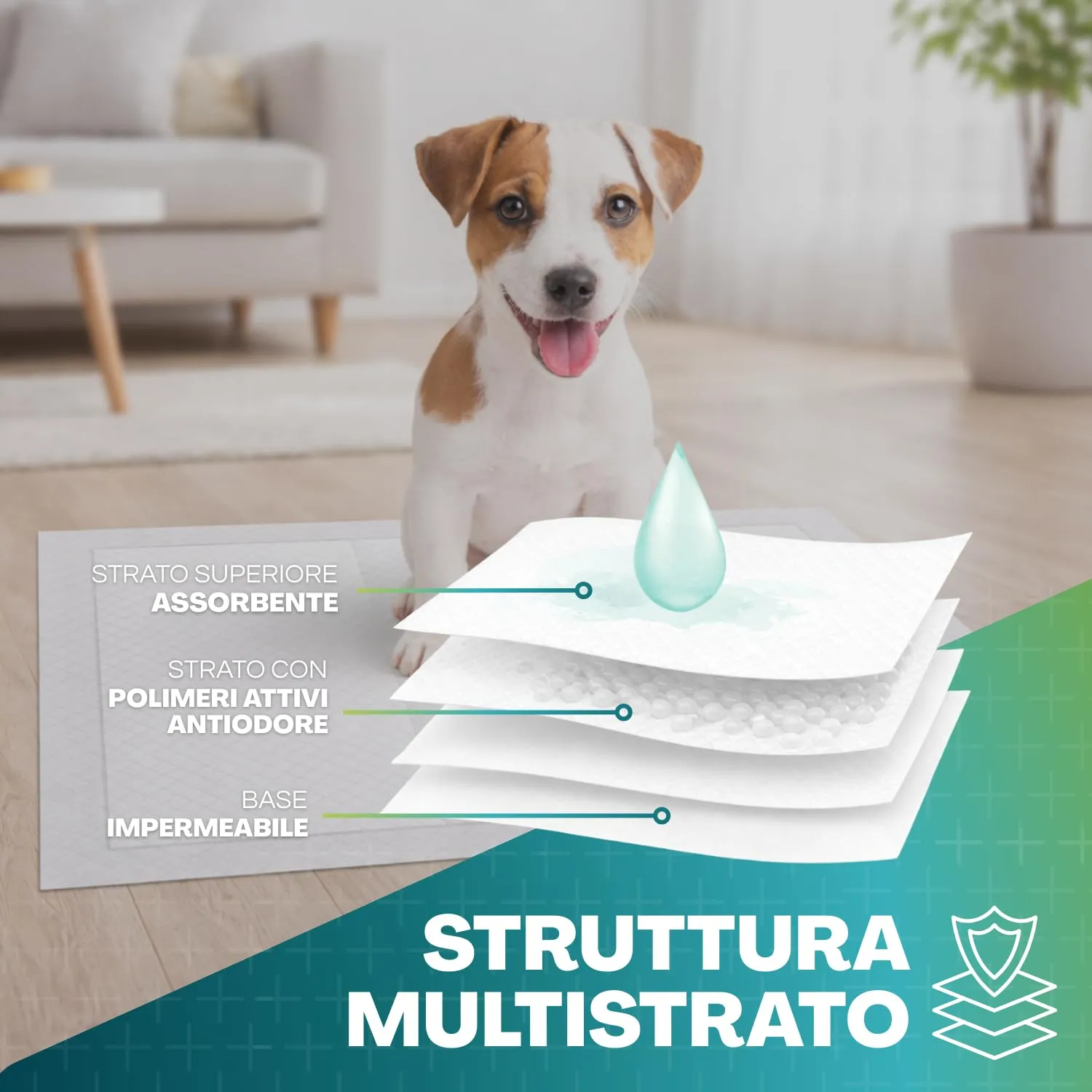 Palucart® tappetini igienici per cane 60x90 100 pezzi traversine cani animali domestici con adesivo anche per gatti anti odore - F - immagine 5
