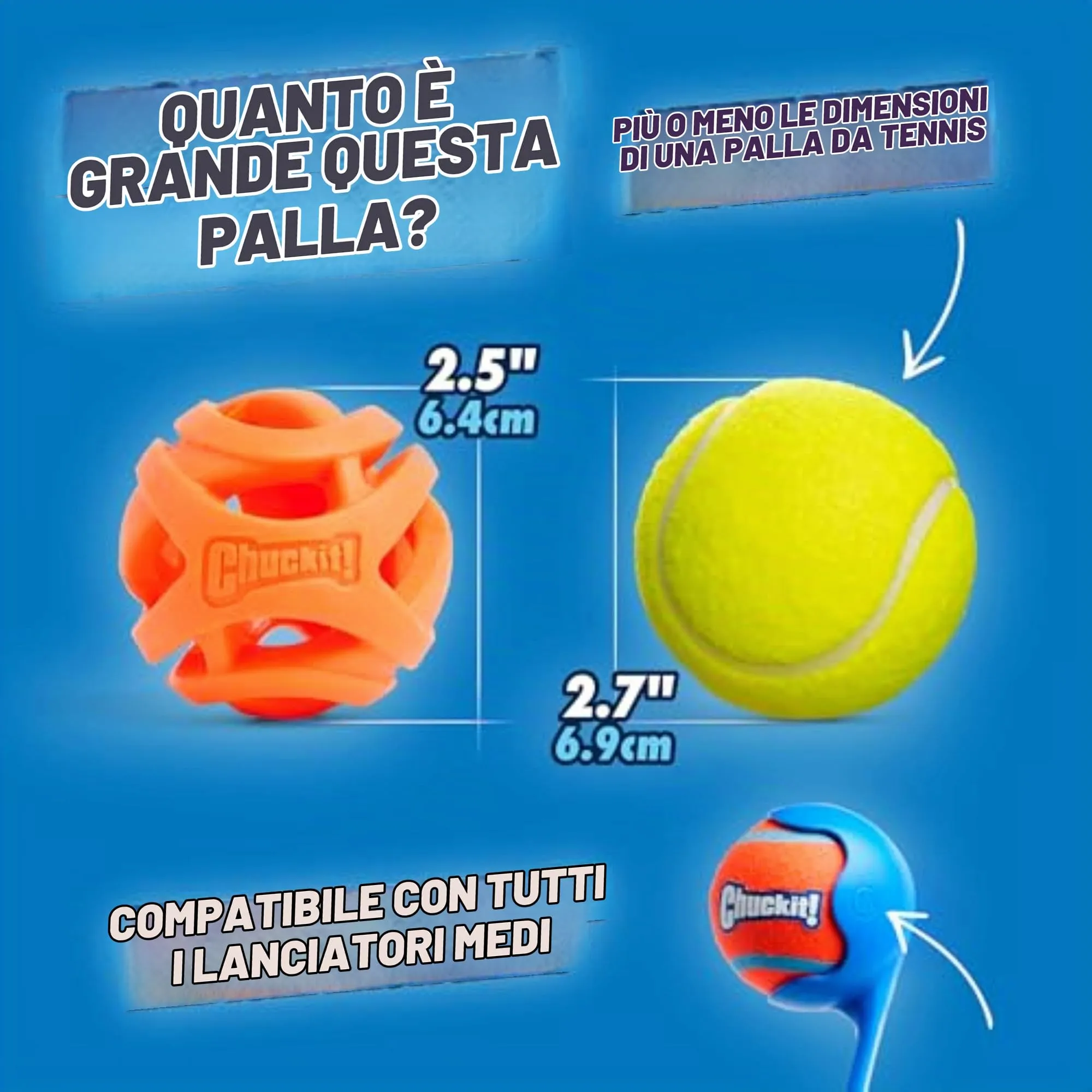 Chuckit Palla Breathe Right Fetch Ball Medium, 2 Palle da Seguire per il Cane, M - immagine 3