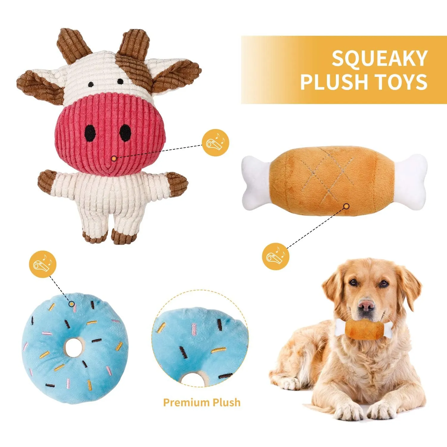 Toozey Giochi per Cani, Set di 7 Giocattoli per Cuccioli, Giocattoli Intelligenti da Masticare e Corda per Cani Durevole e Squillante, Cotone Naturale, Allevia Lo Stress e la Noia - immagine 3