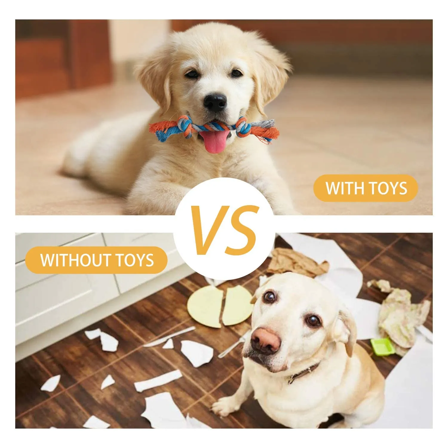 Toozey Giochi per Cani, Set di 7 Giocattoli per Cuccioli, Giocattoli Intelligenti da Masticare e Corda per Cani Durevole e Squillante, Cotone Naturale, Allevia Lo Stress e la Noia - immagine 4