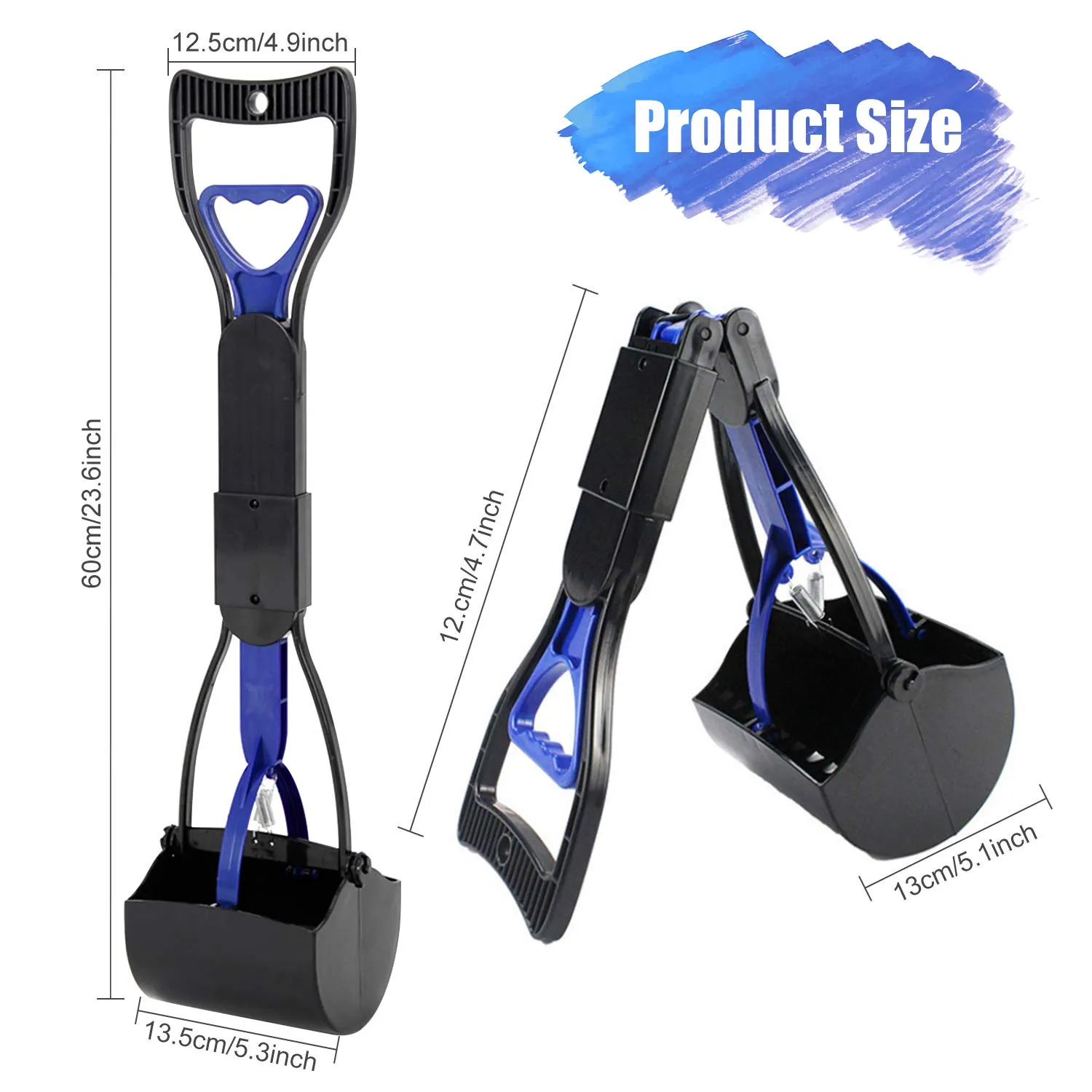 Anluomania Palette per Escrementi, Portatile Scoop di Poop Dog, Pet Pooper Scooper, 61 cm Manico Lungo Walking Poo, raccogli-Escrementi per Esterni/Interni, Cani e Gatti - immagine 2