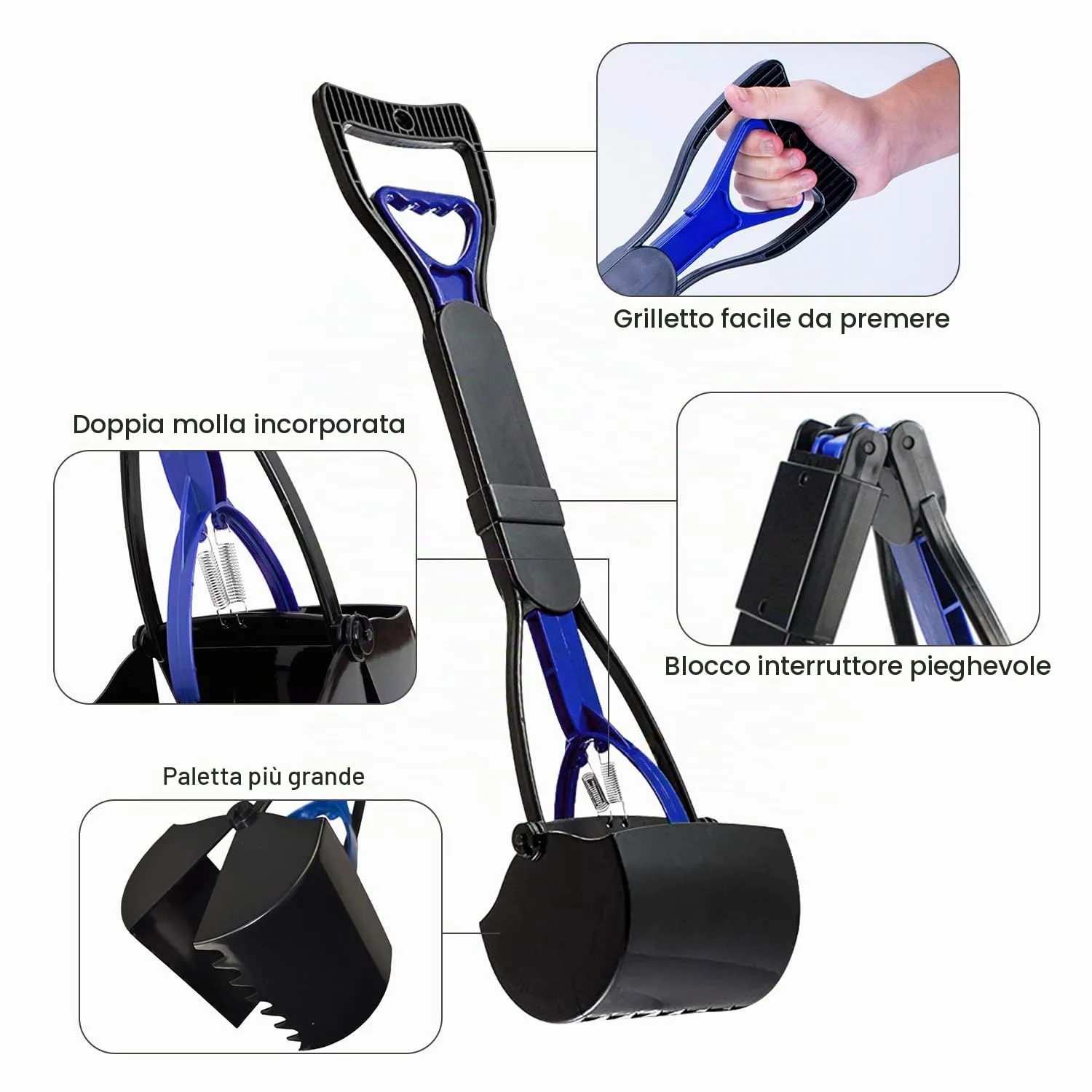 Anluomania Palette per Escrementi, Portatile Scoop di Poop Dog, Pet Pooper Scooper, 61 cm Manico Lungo Walking Poo, raccogli-Escrementi per Esterni/Interni, Cani e Gatti - immagine 3