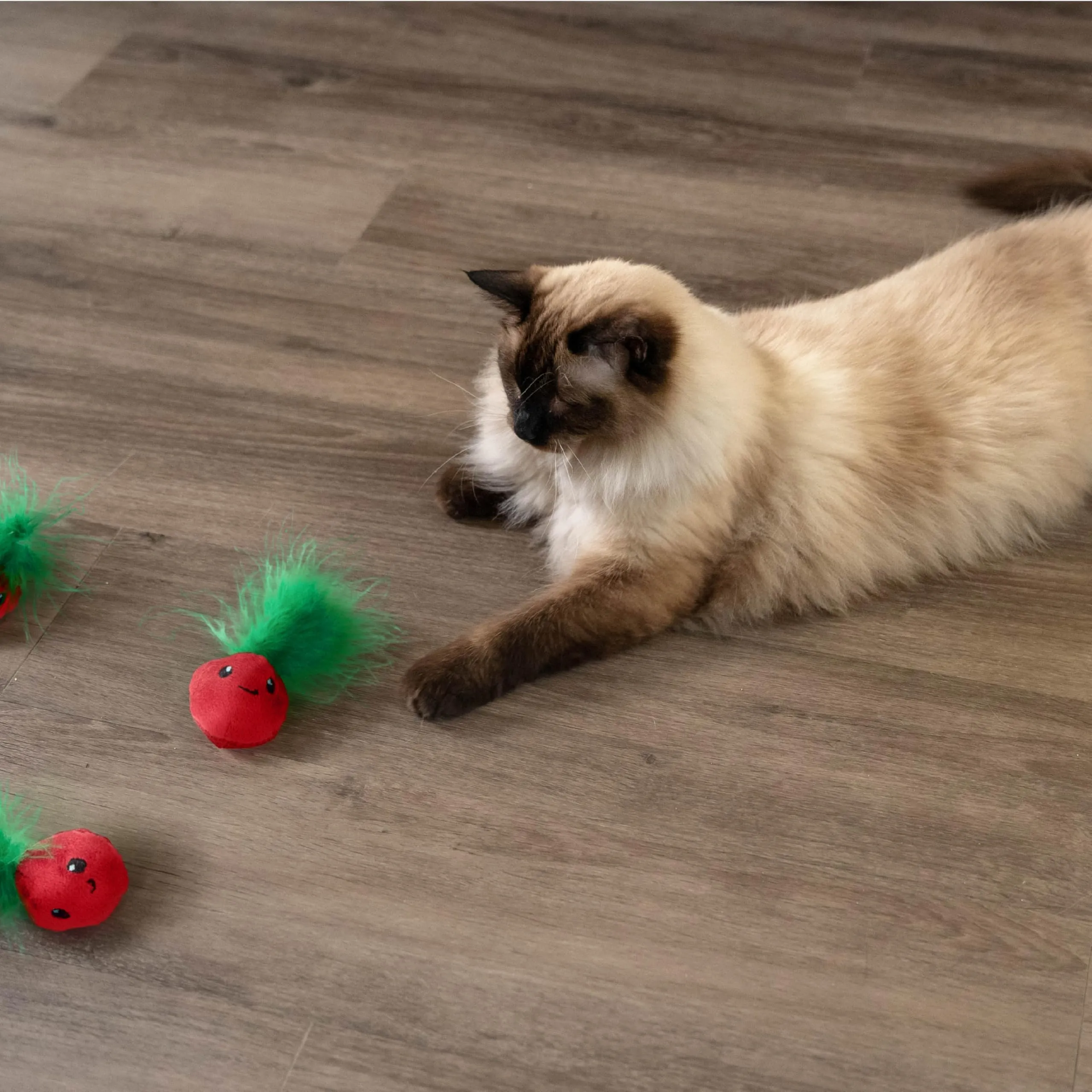 Petstages Straw-Babies - Gioco a rete per gatti - per l'igiene dentale - con erba gatta - rosa - 3 pezzi - immagine 2