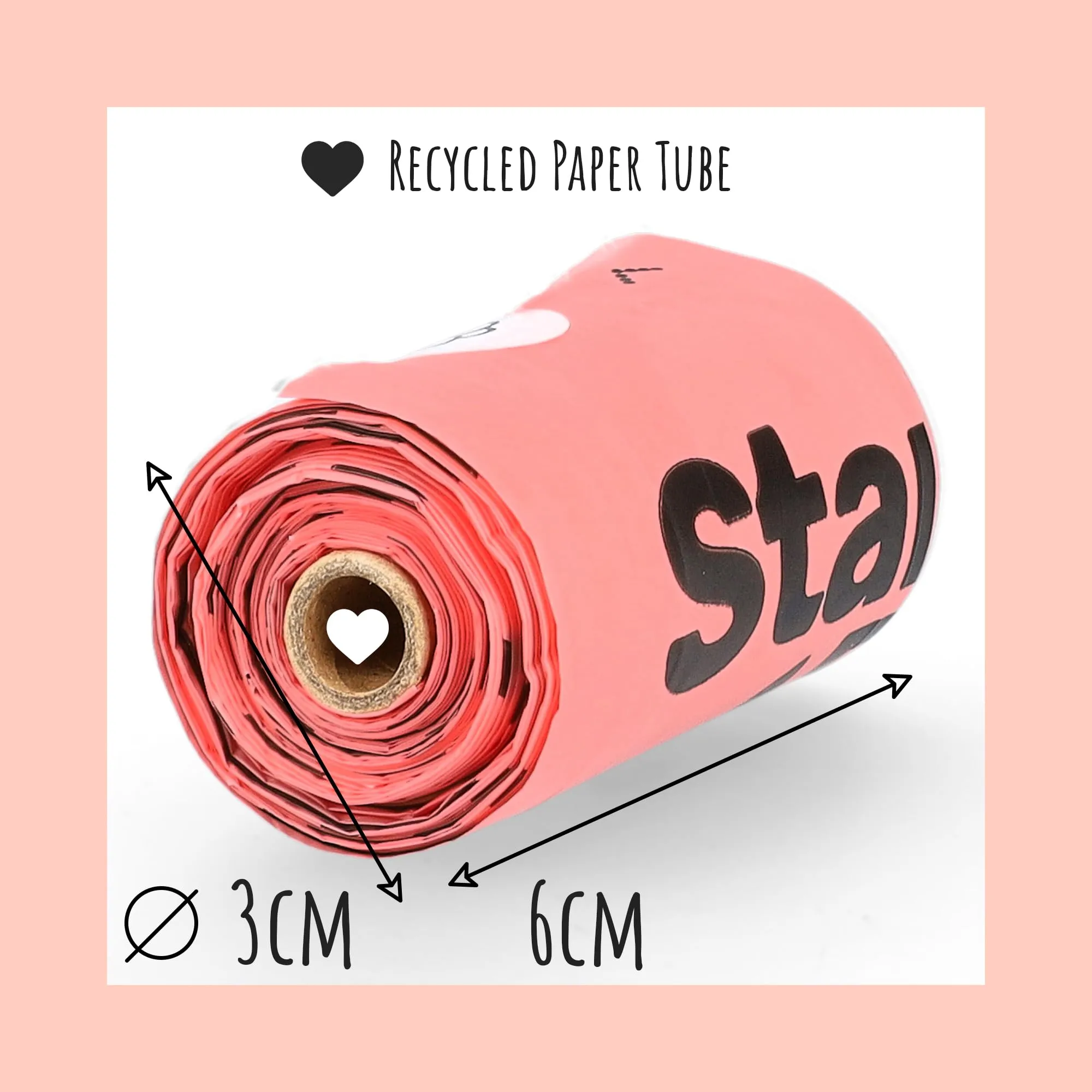 Starchly Sacchetti per cacca compostabili per rifiuti di cani ecologici a prova di perdite, 120 sacchetti (8 rotoli da 15), rosa, sacchetti cane, sacchetti cane cacca biodegradabili - immagine 5
