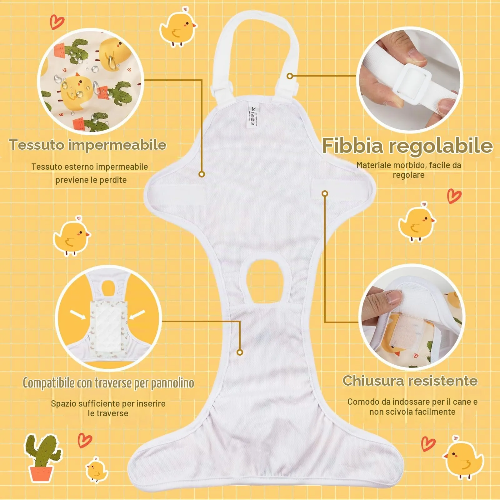 MICOOYO Pantaloni mestruali per cani, confezione da 3 pannolini riutilizzabili per cani, femminili, con bretelle regolabili, lavabili per cani, gatti, cuccioli (Aniamls, XL) - immagine 3