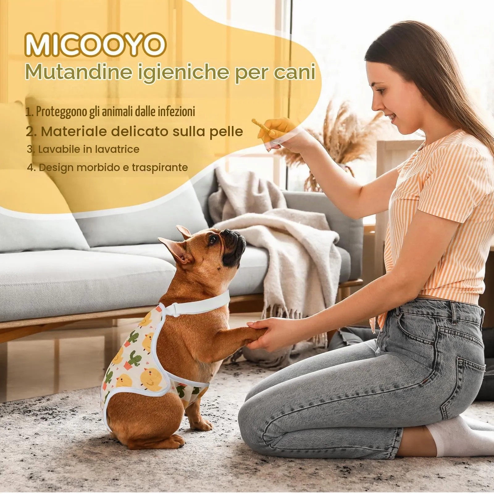 MICOOYO Pantaloni mestruali per cani, confezione da 3 pannolini riutilizzabili per cani, femminili, con bretelle regolabili, lavabili per cani, gatti, cuccioli (Aniamls, XL) - immagine 7