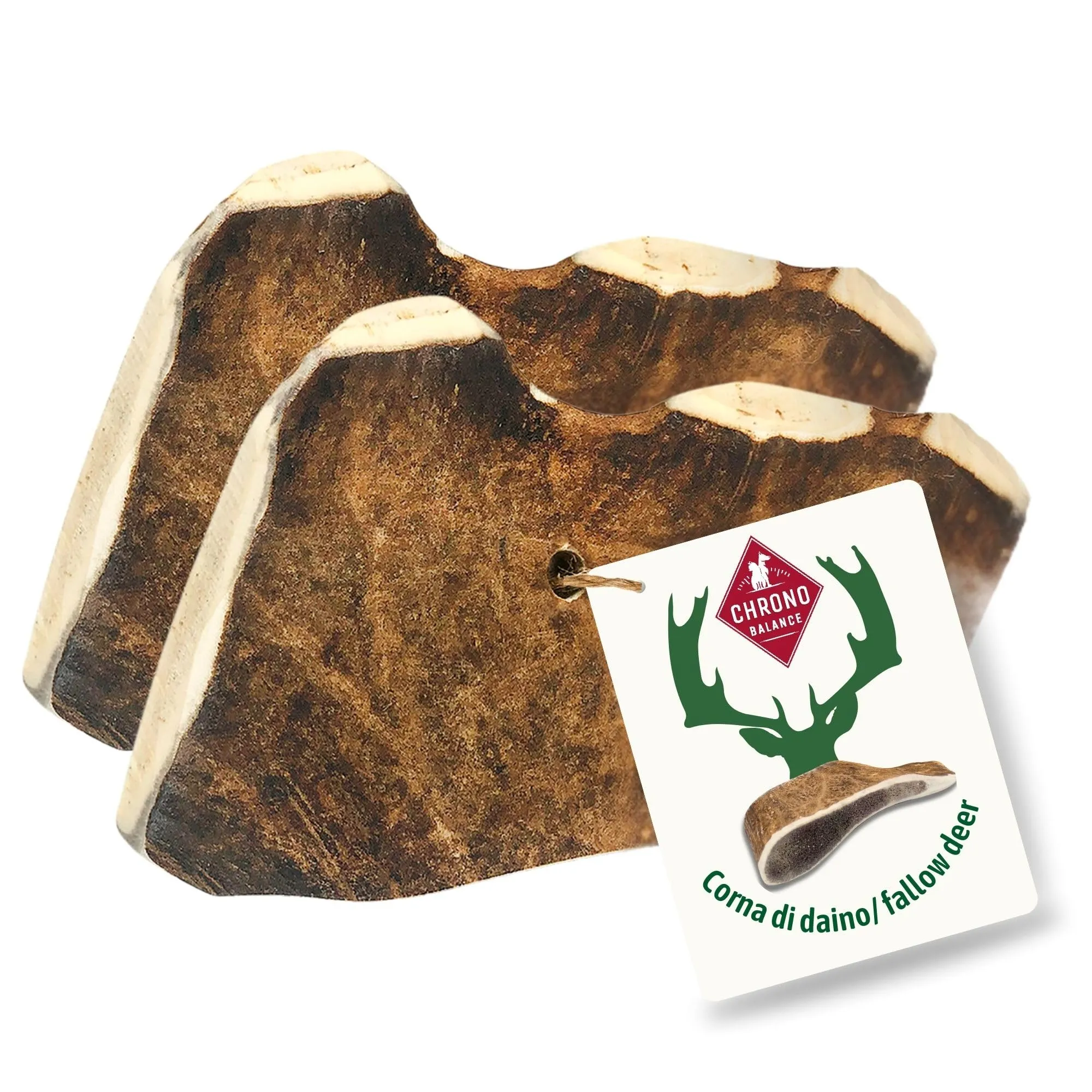 ChronoBalance-S Corno di Cervo Daino per Cani, Confezione da 2, 100% Naturale, Osso di Cervo, Cura Dentale, Giocattolo per Cani, Ricco di Minerali e Nutrienti, Lunga Durata - immagine 1
