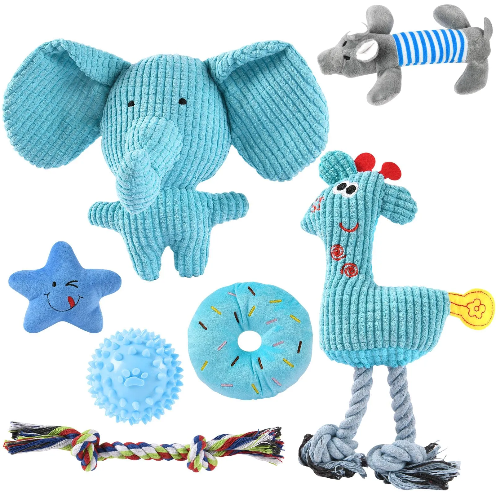 AMFUN Giochi per Cani Piccoli, Giocattoli da Masticare per Cuccioli, Confezione da 7 Giocattoli di Lusso per Dentizione di Cani di Piccola, Cotone Naturale e Non Tossico - immagine 1