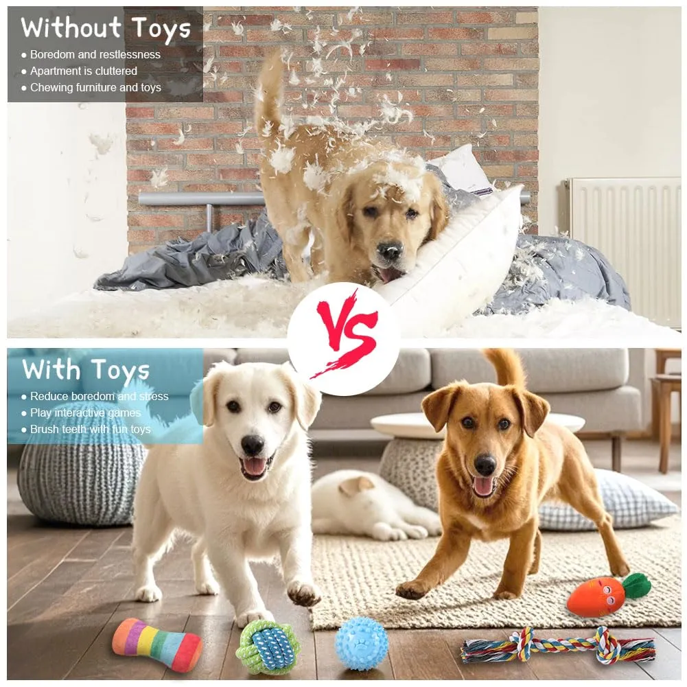 AMFUN Giochi per Cani Piccoli, Giocattoli da Masticare per Cuccioli, Confezione da 7 Giocattoli di Lusso per Dentizione di Cani di Piccola, Cotone Naturale e Non Tossico - immagine 6