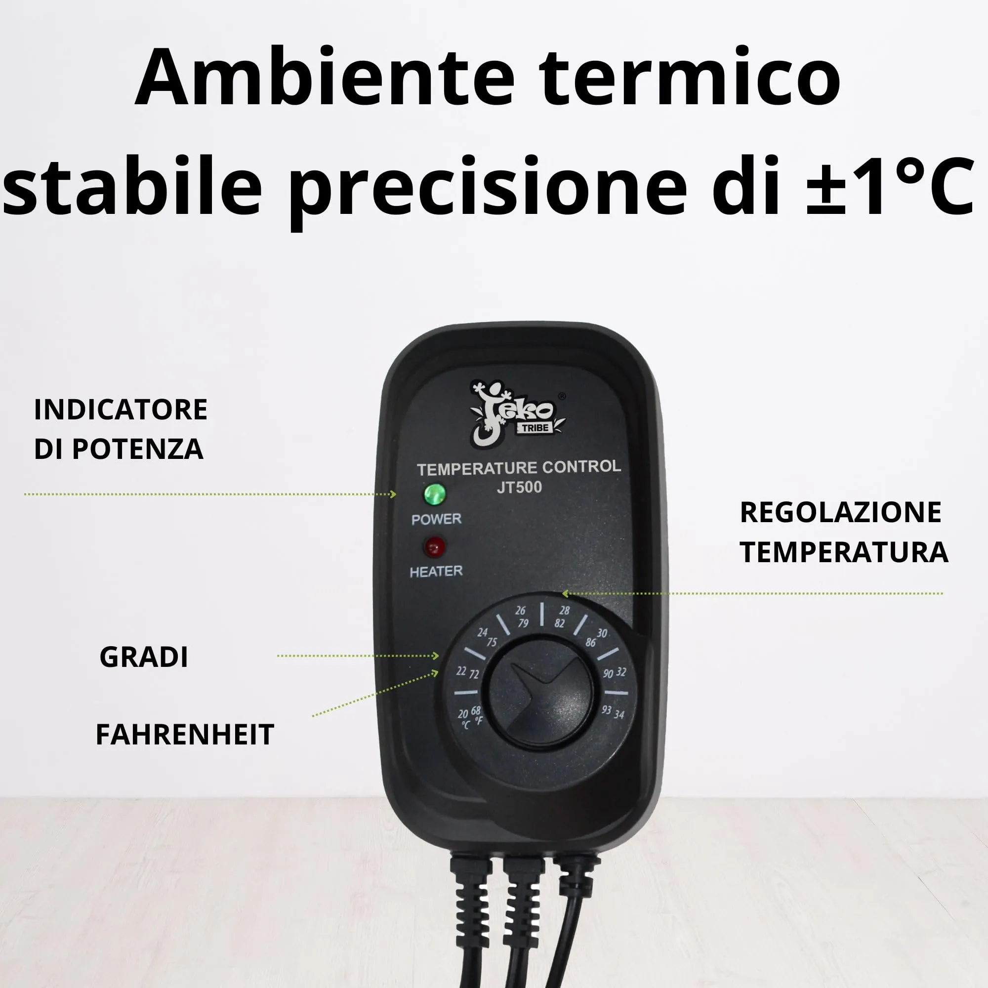 Termoregolatore con sonda termostato Analogico per Serpenti Tartarughe Lucertole Gechi Altri Rettili Regolabile tra 21°C e 33°C Max 500w Ideale con Tappetini Lampade Cavi Riscaldanti Pet Tribe - immagine 3