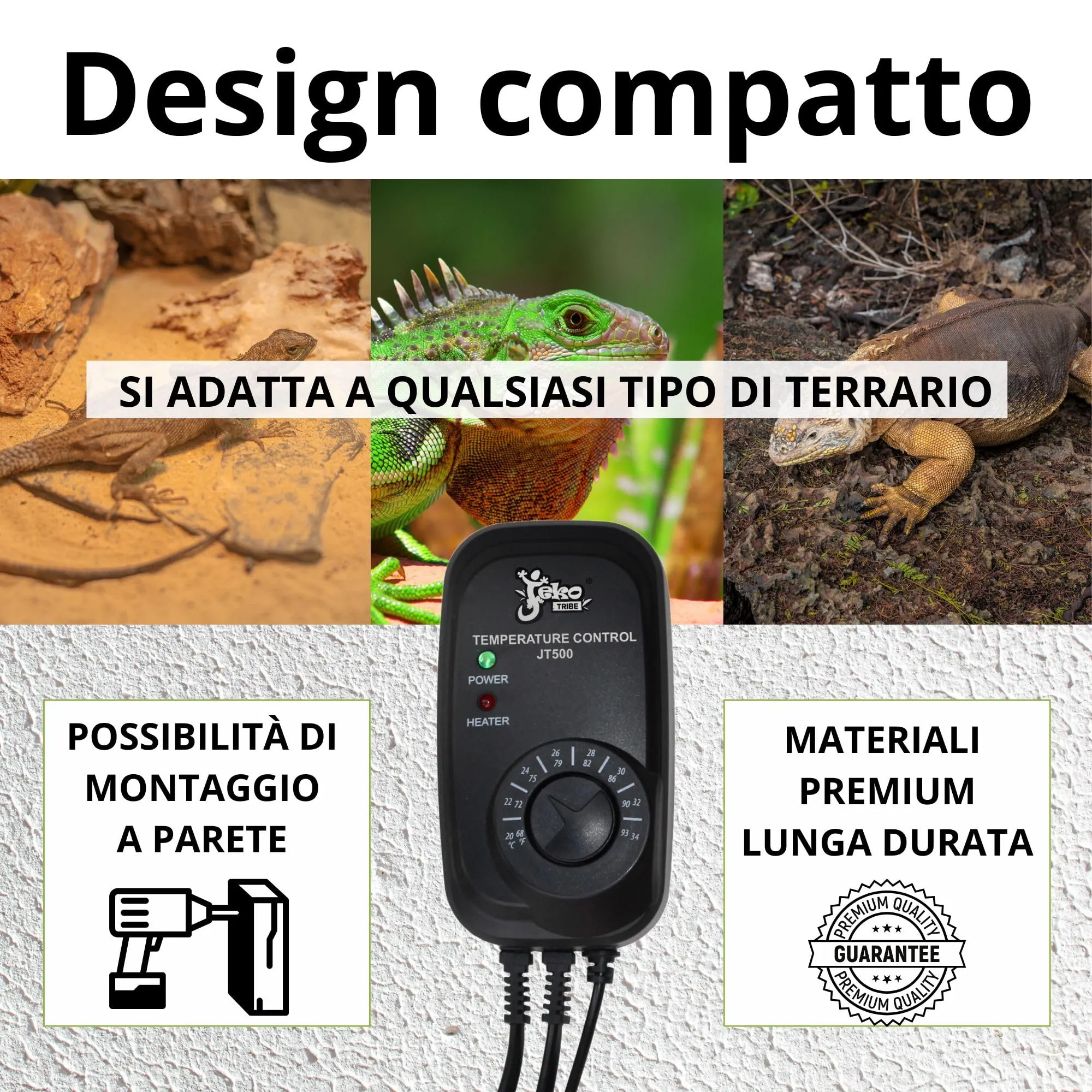 Termoregolatore con sonda termostato Analogico per Serpenti Tartarughe Lucertole Gechi Altri Rettili Regolabile tra 21°C e 33°C Max 500w Ideale con Tappetini Lampade Cavi Riscaldanti Pet Tribe - immagine 6