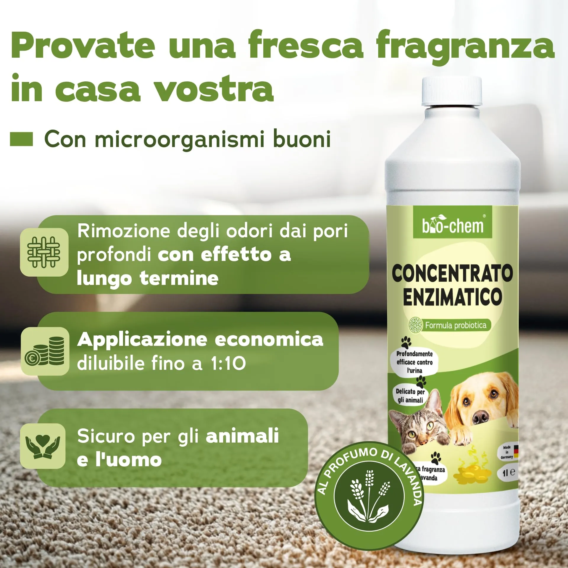 bio-chem Detergente enzimatico 1L per gli odori degli animali - immagine 2