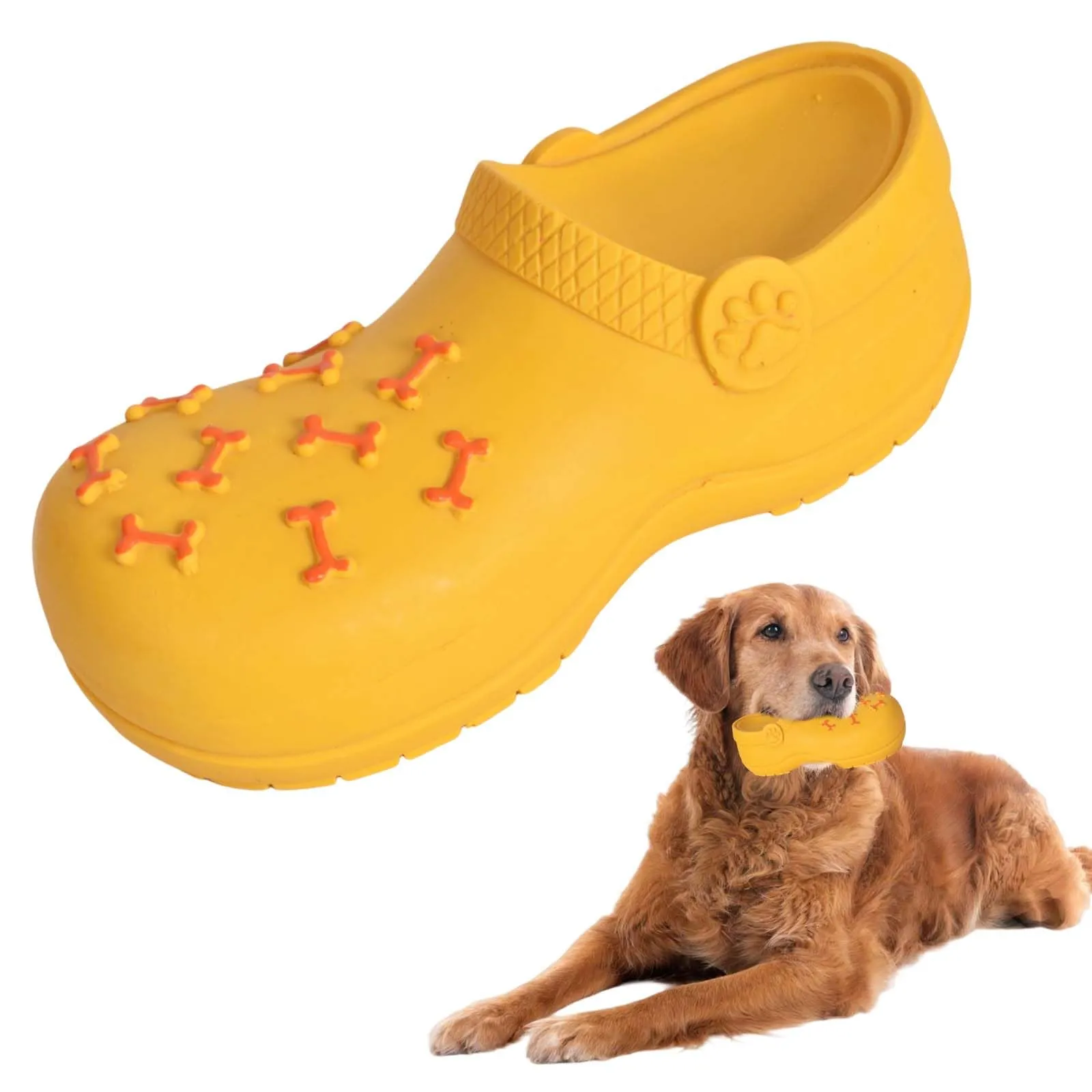 Giocattoli da Masticare per Cani a Forma di Pantofola, Gomma Naturale Resistente, Squeak Interattivi Gioco per Cane per Piccola, Media, Grande Taglia Masticatori Aggressivi (Arancione) (Arancione) - immagine 1