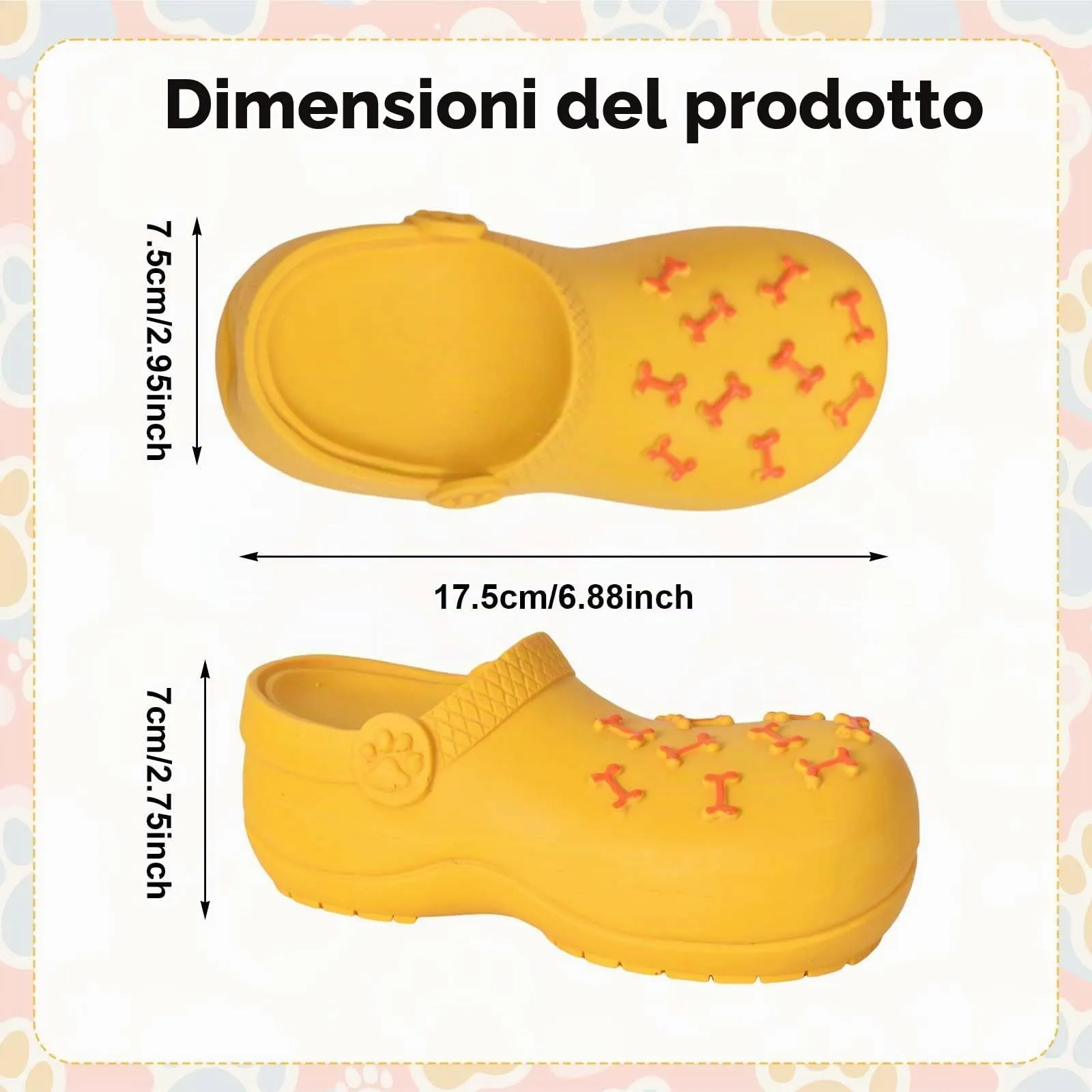 Giocattoli da Masticare per Cani a Forma di Pantofola, Gomma Naturale Resistente, Squeak Interattivi Gioco per Cane per Piccola, Media, Grande Taglia Masticatori Aggressivi (Arancione) (Arancione) - immagine 3