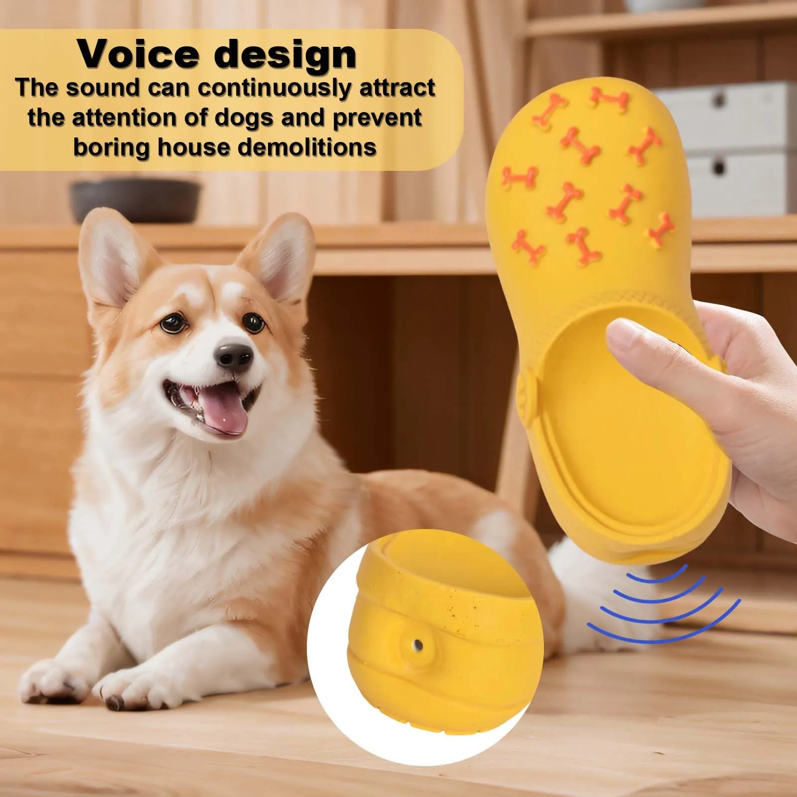 Giocattoli da Masticare per Cani a Forma di Pantofola, Gomma Naturale Resistente, Squeak Interattivi Gioco per Cane per Piccola, Media, Grande Taglia Masticatori Aggressivi (Arancione) (Arancione) - immagine 4