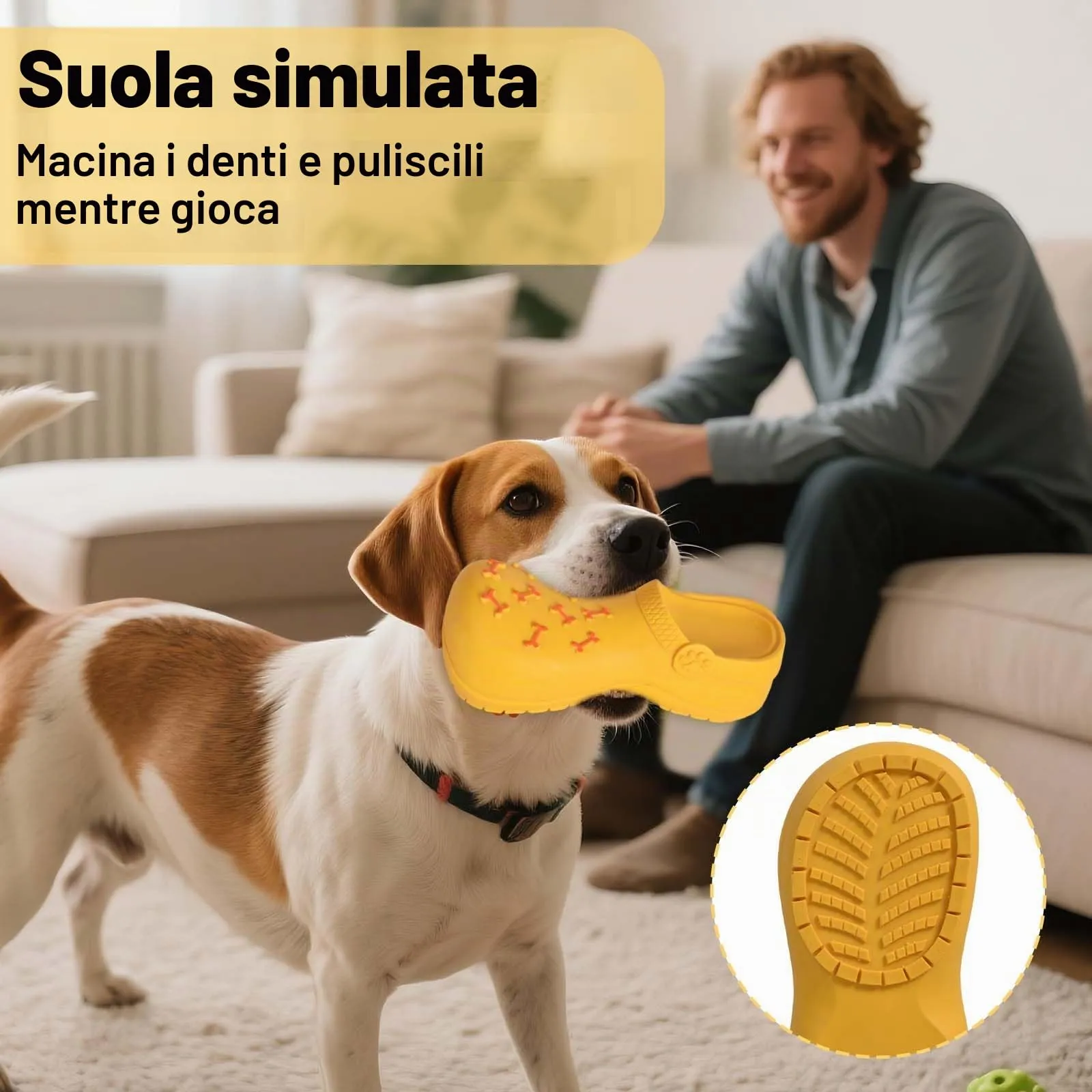 Giocattoli da Masticare per Cani a Forma di Pantofola, Gomma Naturale Resistente, Squeak Interattivi Gioco per Cane per Piccola, Media, Grande Taglia Masticatori Aggressivi (Arancione) (Arancione) - immagine 7
