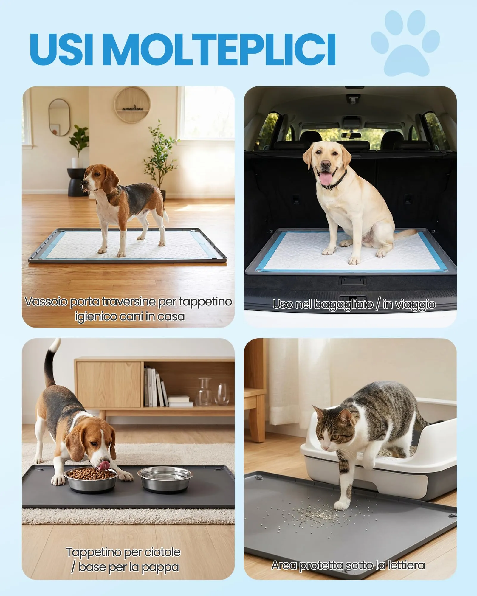Kittyspout Tappetino per cani in silicone con clip magnetiche, 86 x 71 cm - immagine 7