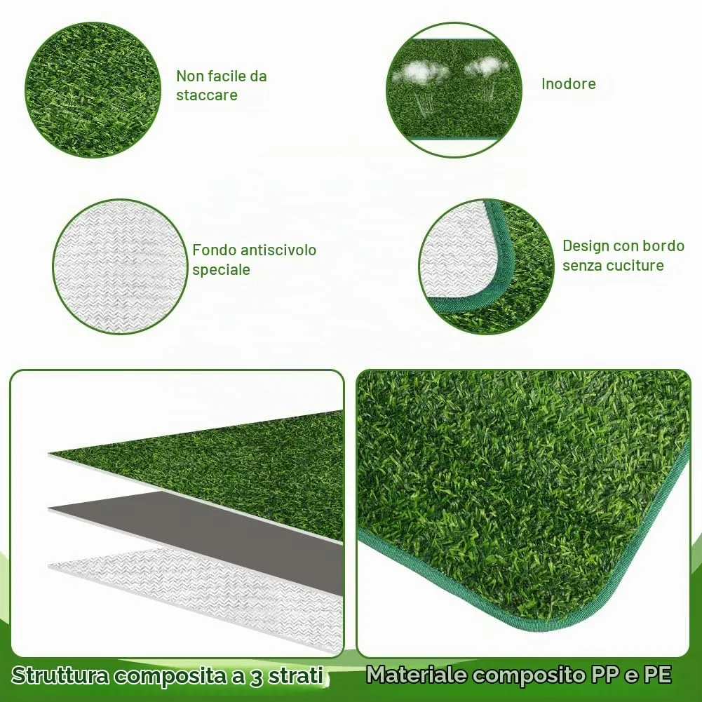 AUYAO Lettiera per Cani, Dog Toilette per Cani con Erba Artificiale, 80 x 100 cm, Toilette Tappeto Erboso Lavabile per Training Cucciolo per Interni ed Esterni, Verde - immagine 3