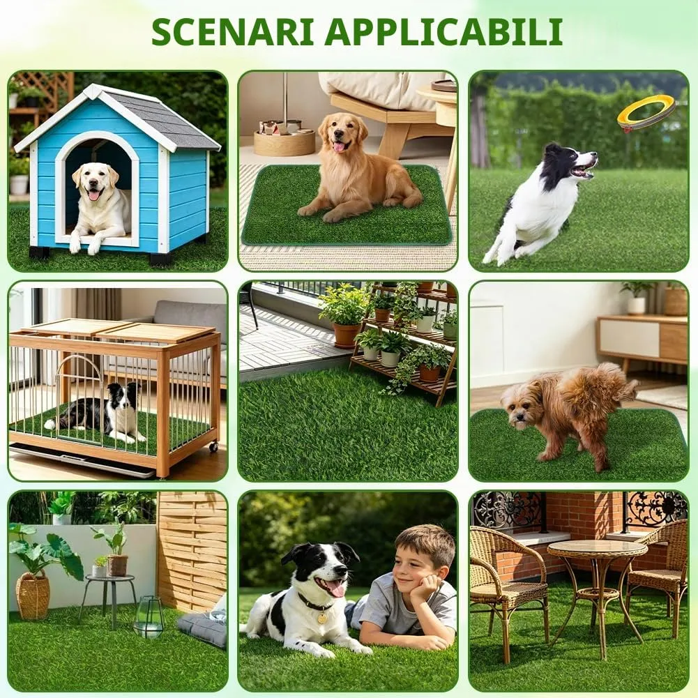 AUYAO Lettiera per Cani, Dog Toilette per Cani con Erba Artificiale, 80 x 100 cm, Toilette Tappeto Erboso Lavabile per Training Cucciolo per Interni ed Esterni, Verde - immagine 8