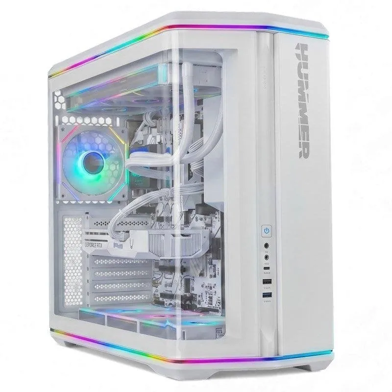 Case Mid-Tower ATX Nox Hummer Anvil Vetro Temperato Curvo ARGB Bianca USB 3.0 Type C - immagine 1