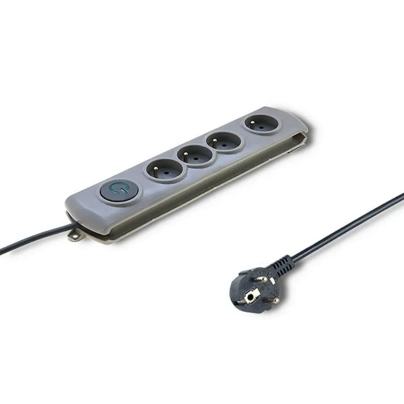 Multipresa Qoltec 50164 4 prese con protezione e interruttore grigio - immagine 1