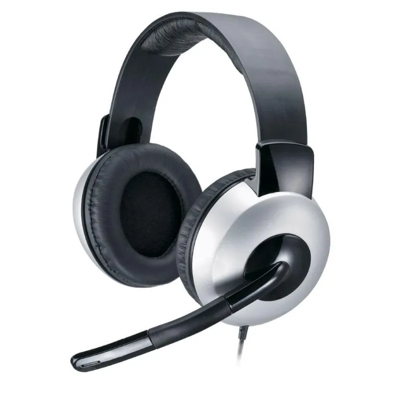Auricolari Genius HS-05A con cavo, microfono boom, uso ufficio, nero e argento - immagine 1