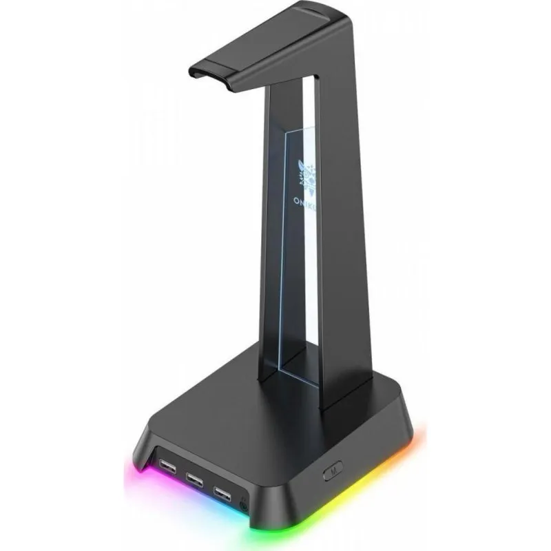 Supporto per cuffie Onikuma ST2 RGB nero con porte USB e jack 3.5 mm - immagine 1