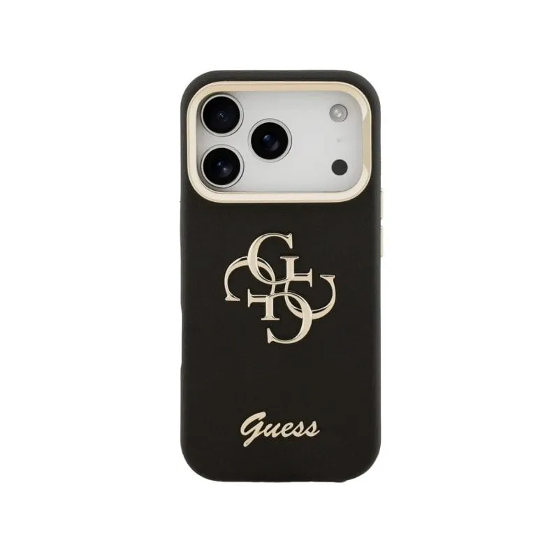 Funda per smartphone Guess Effetto Granulato Nera con Supporto per iPhone 17 Pro Max - immagine 1
