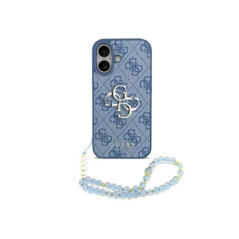 Funda per smartphone Guess Polipiel Blu Logo 4G Correa Perle per iPhone 17 - immagine 1