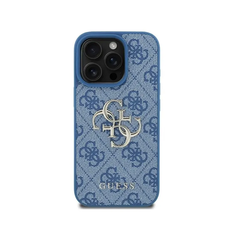 Funda per smartphone Guess PU Blu Logo 4G con Laccetto per iPhone 16 Pro - immagine 1