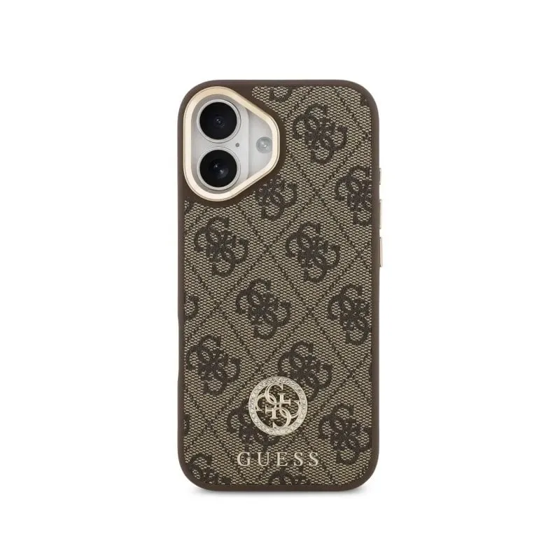 Custodia per smartphone Guess Strass 4G Marrone con Magsafe e Cinturino Larga per iPhone 16 - immagine 1