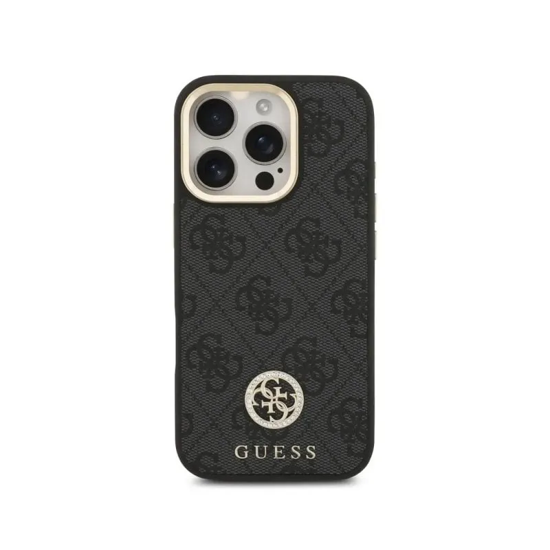 Custodia per smartphone Guess Strass 4G MagSafe Nera con tracolla per iPhone 16 Pro - immagine 1